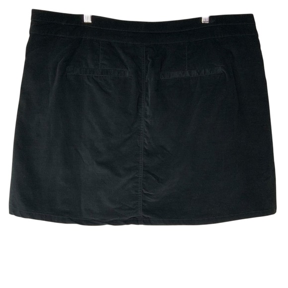 Arula Black Velvet Mini Skirt Women Size B Cotton Blend Stretch Double Button - Picture 2 of 6